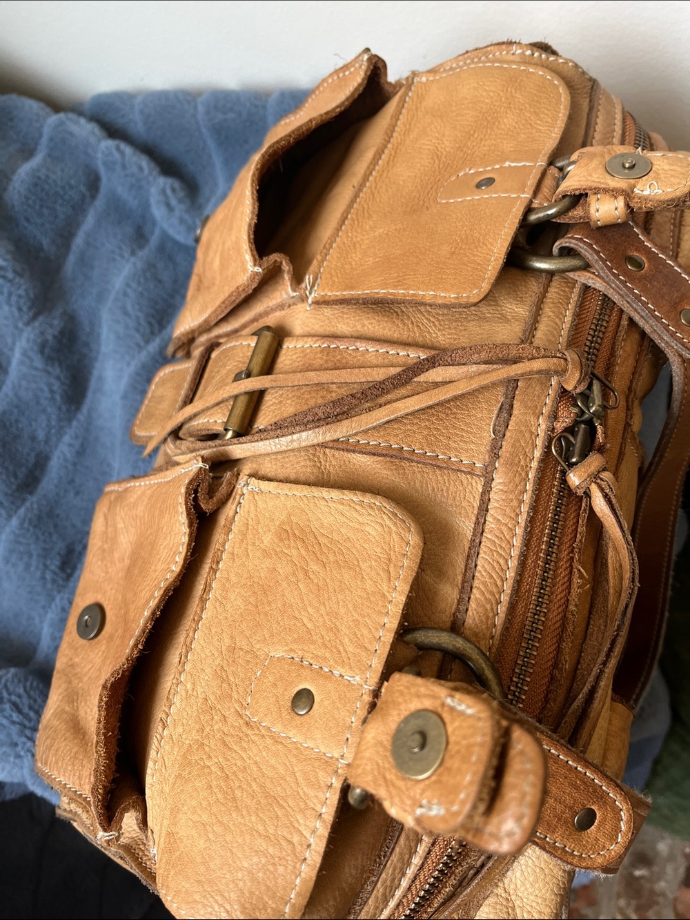 Roots Tan Leather Satchel Bag - Picture 7 of 14